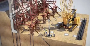 Infografía técnica 3D explicando el funcionamiento interno y flujo de procesos industriales.